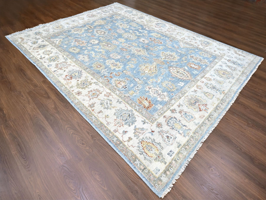 9'2" x 11'10" New Hand Knotted Blue Wool Rectangle Oriental Rug - MOA10210241