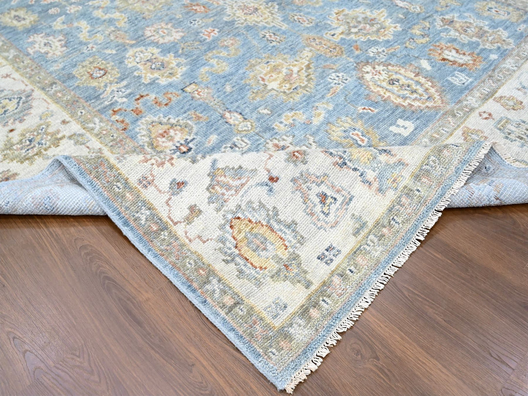 9'2" x 11'10" New Hand Knotted Blue Wool Rectangle Oriental Rug - MOA10210241