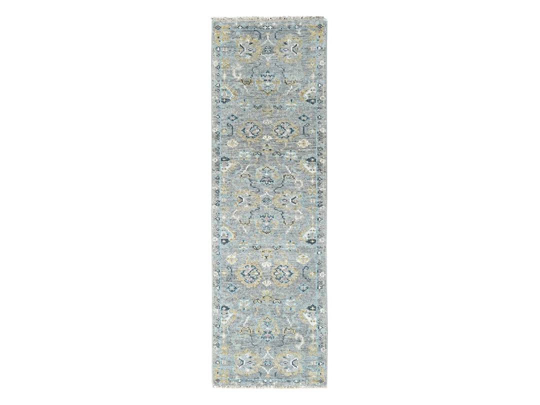 2'5" x 8'6" New Hand Knotted Grey Wool Runner Oriental Rug - MOA10210246