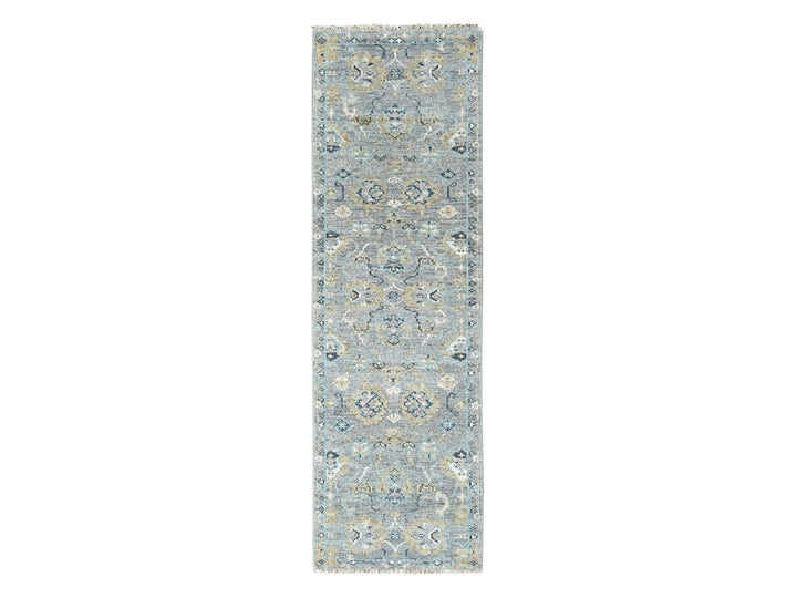 2'5" x 8'6" New Hand Knotted Grey Wool Runner Oriental Rug - MOA10210246
