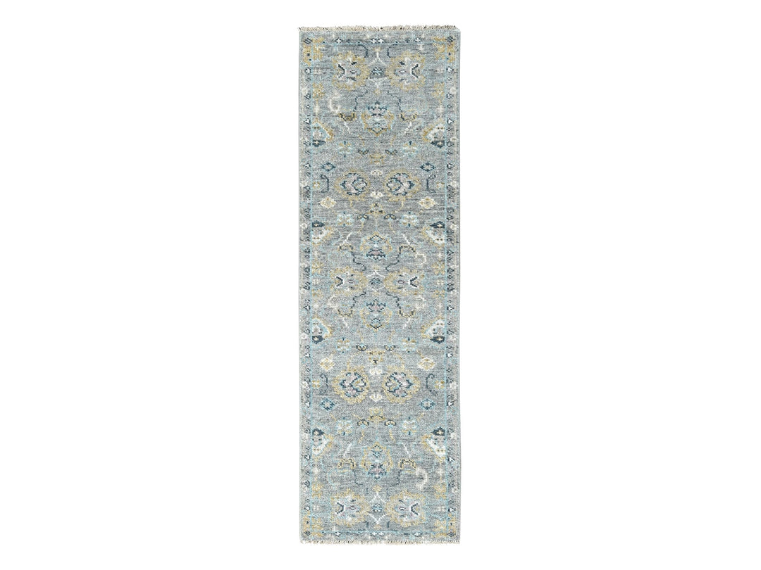 2'7" x 8'5" New Hand Knotted Grey Wool Runner Oriental Rug - MOA10210247