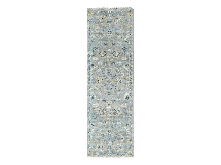 2'7" x 8'5" New Hand Knotted Grey Wool Runner Oriental Rug - MOA10210247