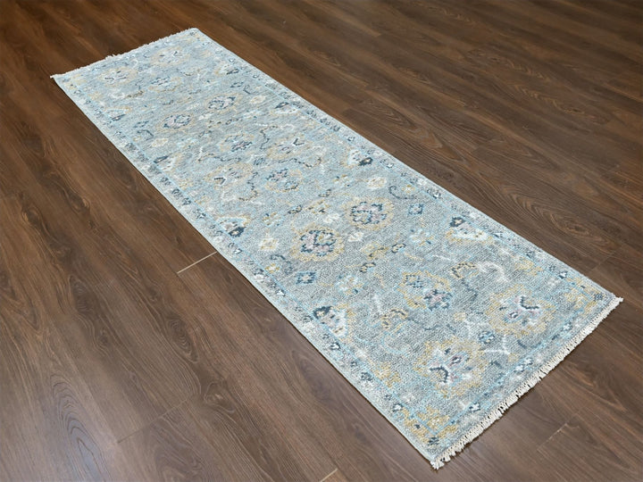 2'7" x 8'5" New Hand Knotted Grey Wool Runner Oriental Rug - MOA10210247