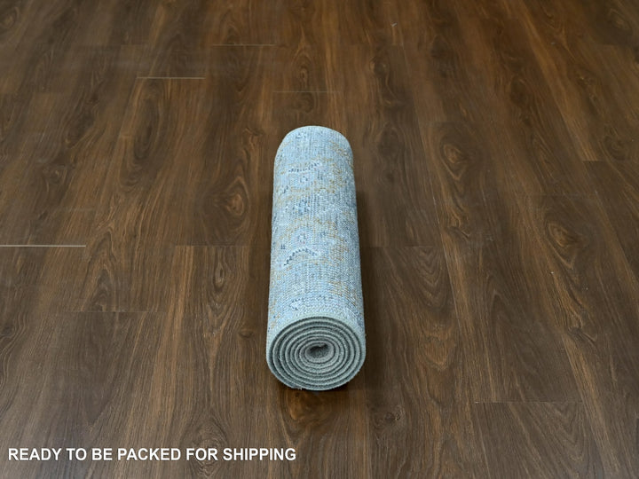 2'7" x 8'5" New Hand Knotted Grey Wool Runner Oriental Rug - MOA10210247