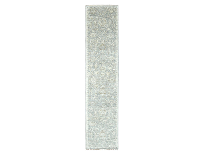 2'7" x 11'5" New Hand Knotted Grey Wool Runner Oriental Rug - MOA10210250