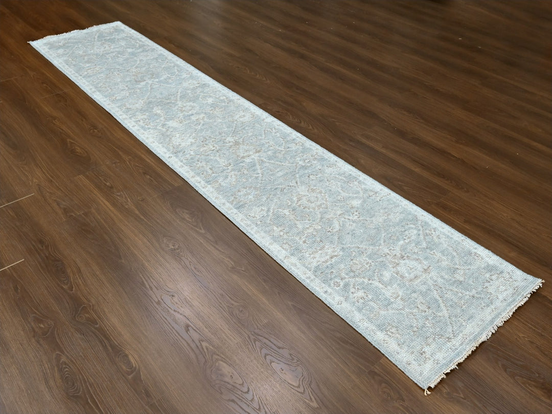 2'7" x 11'5" New Hand Knotted Grey Wool Runner Oriental Rug - MOA10210250