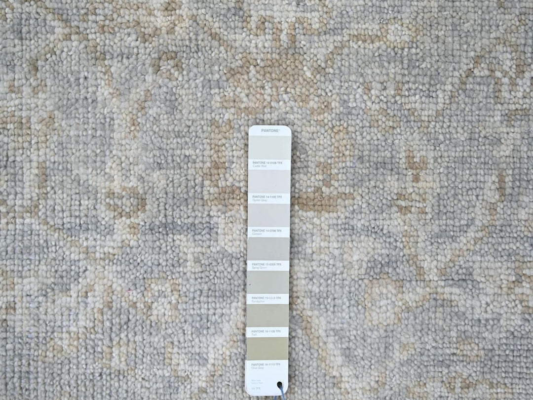 2'7" x 11'5" New Hand Knotted Grey Wool Runner Oriental Rug - MOA10210250