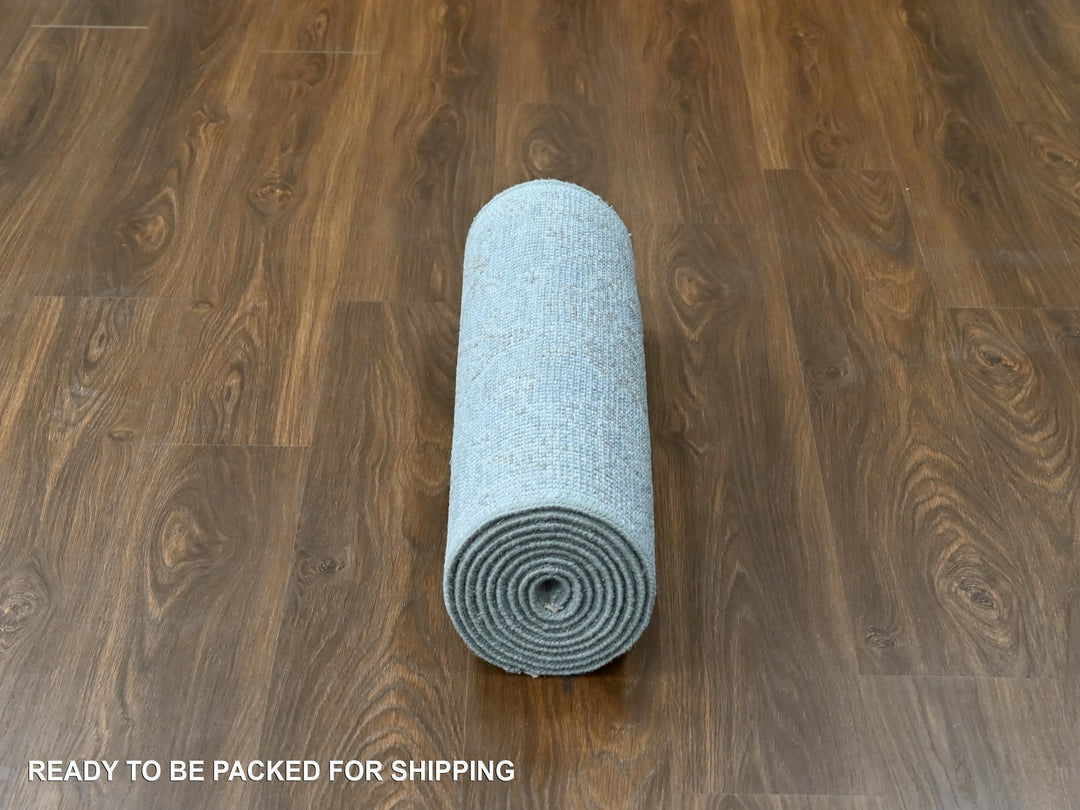 2'7" x 11'5" New Hand Knotted Grey Wool Runner Oriental Rug - MOA10210250