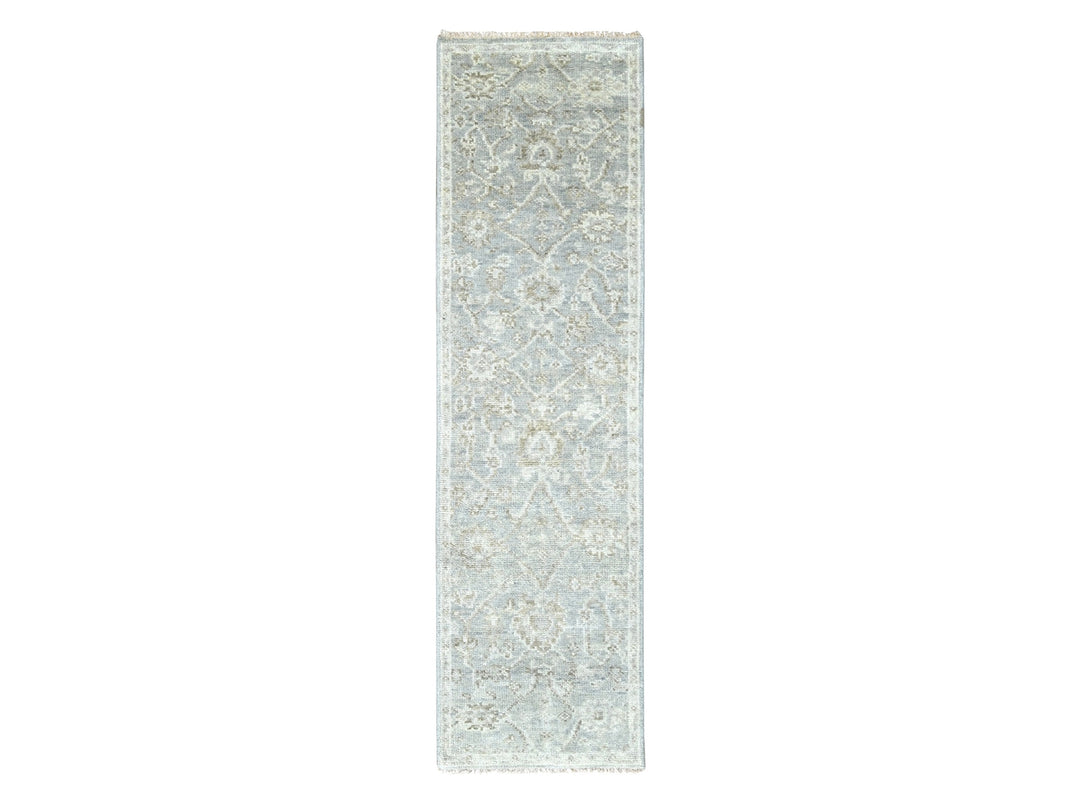 2'6" x 8'6" New Hand Knotted Grey Wool Runner Oriental Rug - MOA10210251