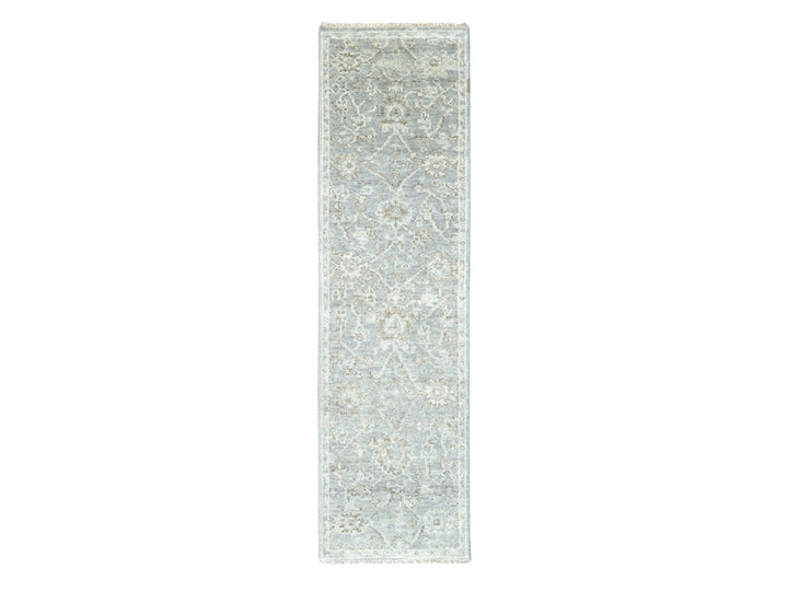2'6" x 8'6" New Hand Knotted Grey Wool Runner Oriental Rug - MOA10210251
