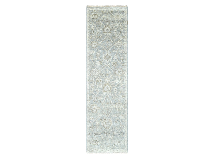 2'5" x 8'7" New Hand Knotted Grey Wool Runner Oriental Rug - MOA10210252