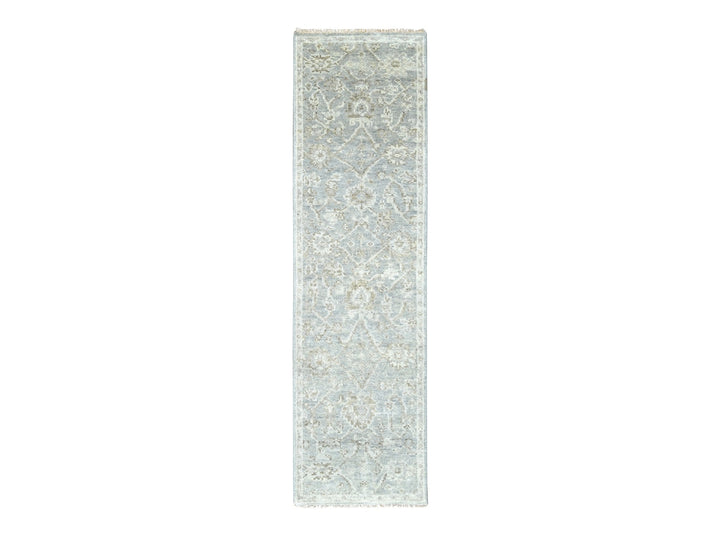 2'5" x 8'4" New Hand Knotted Grey Wool Runner Oriental Rug - MOA10210253