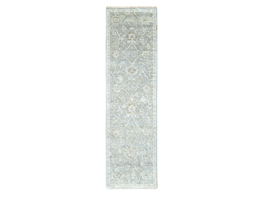 2'6" x 8'6" New Hand Knotted Grey Wool Runner Oriental Rug - MOA10210255