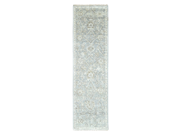 2'6" x 8'6" New Hand Knotted Grey Wool Runner Oriental Rug - MOA10210255