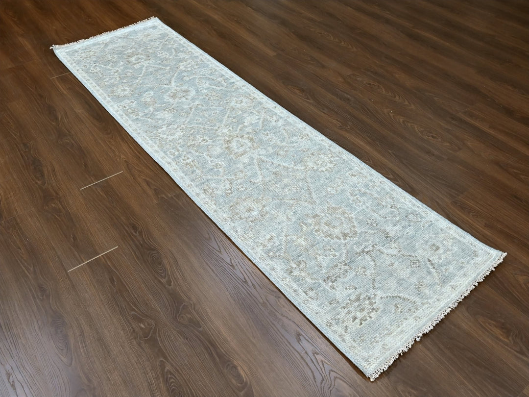 2'6" x 8'6" New Hand Knotted Grey Wool Runner Oriental Rug - MOA10210255