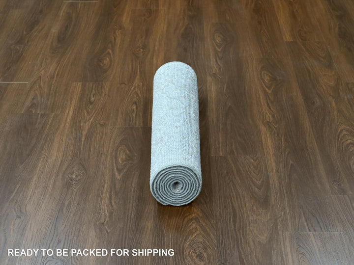2'6" x 8'6" New Hand Knotted Grey Wool Runner Oriental Rug - MOA10210255