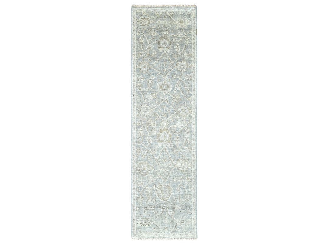 2'6" x 8'5" New Hand Knotted Grey Wool Runner Oriental Rug - MOA10210256