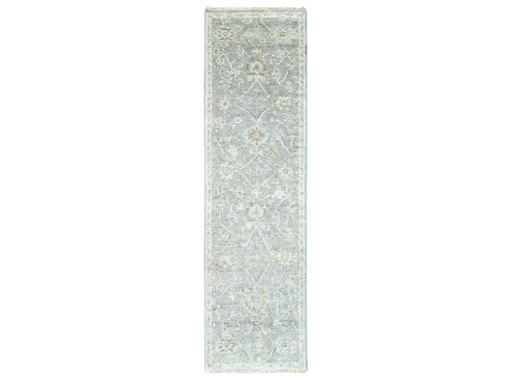 2'6" x 8'5" New Hand Knotted Grey Wool Runner Oriental Rug - MOA10210256