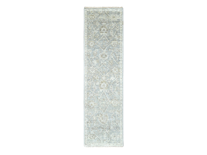 2'6" x 8'7" New Hand Knotted Grey Wool Runner Oriental Rug - MOA10210257