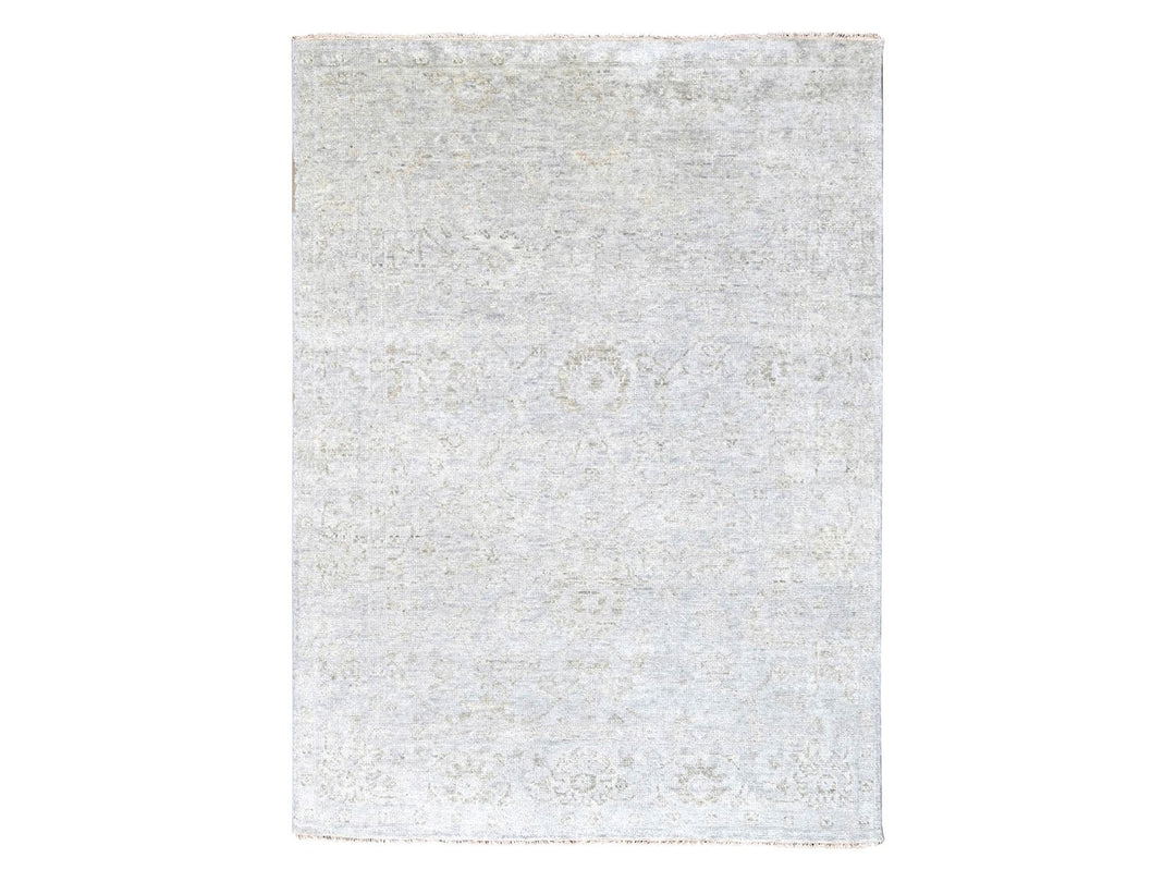 7'9" x 9'8" New Hand Knotted Grey Wool Rectangle Oriental Rug - MOA10210259