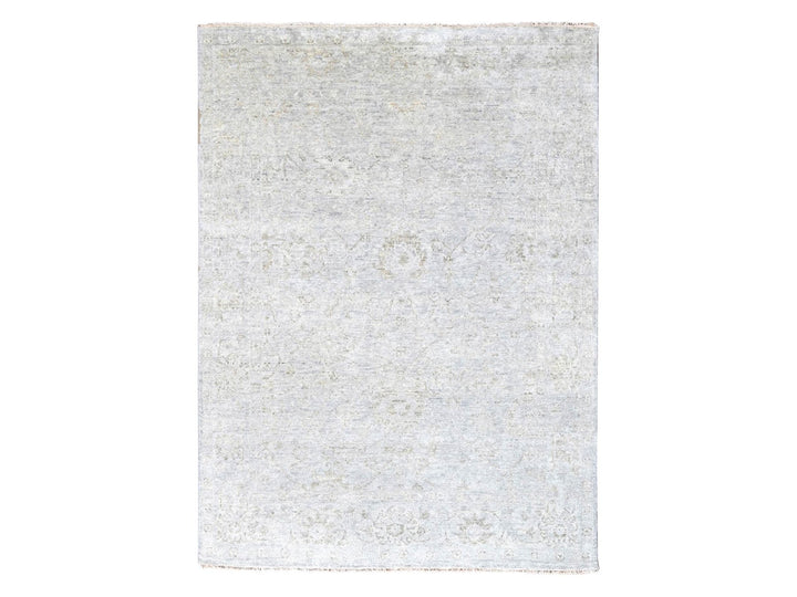 7'9" x 9'8" New Hand Knotted Grey Wool Rectangle Oriental Rug - MOA10210259