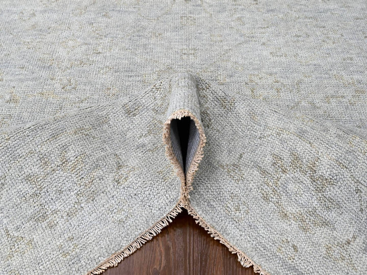 7'9" x 9'8" New Hand Knotted Grey Wool Rectangle Oriental Rug - MOA10210259