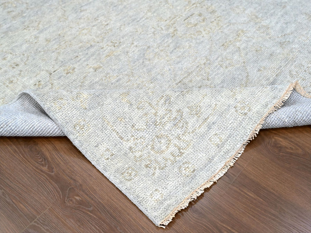7'9" x 9'8" New Hand Knotted Grey Wool Rectangle Oriental Rug - MOA10210259