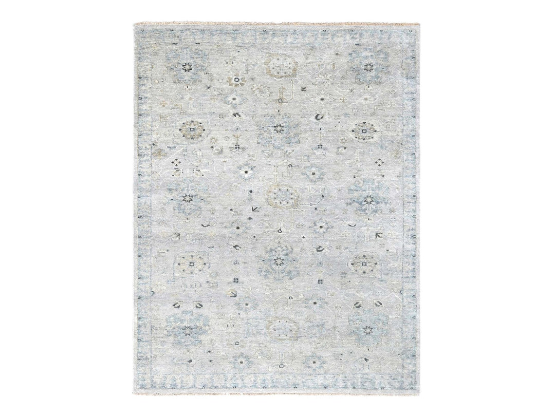 8'6" x 11'4" New Hand Knotted Grey Wool Rectangle Oriental Rug - MOA10210263