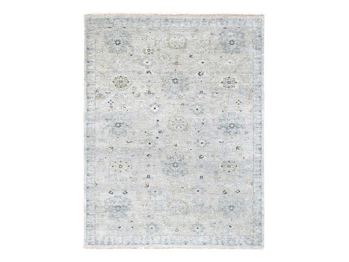 8'6" x 11'4" New Hand Knotted Grey Wool Rectangle Oriental Rug - MOA10210263