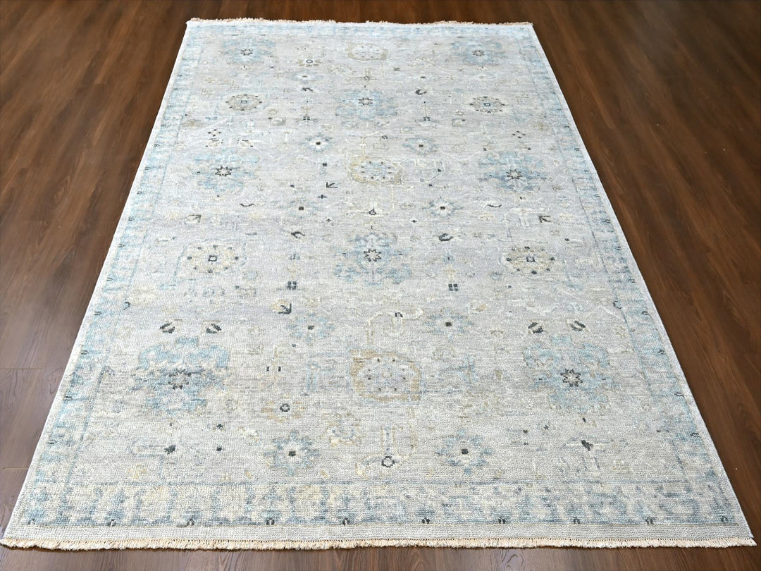 8'6" x 11'4" New Hand Knotted Grey Wool Rectangle Oriental Rug - MOA10210263