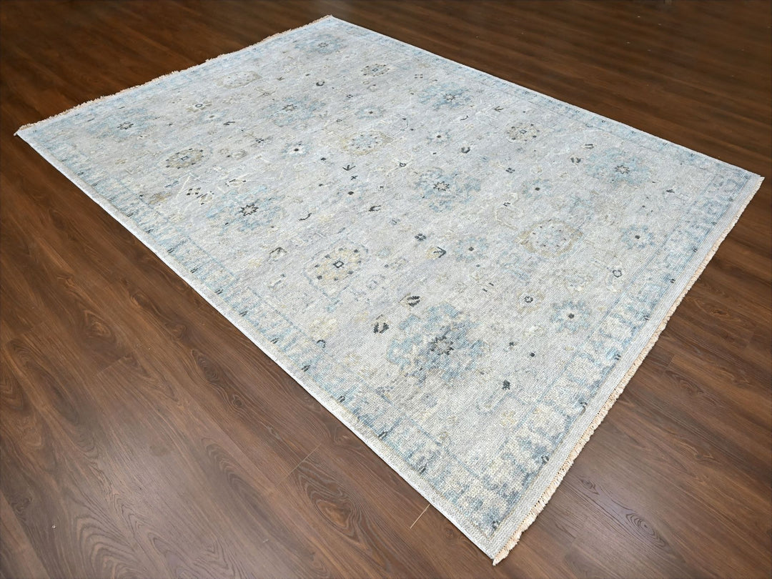 8'6" x 11'4" New Hand Knotted Grey Wool Rectangle Oriental Rug - MOA10210263