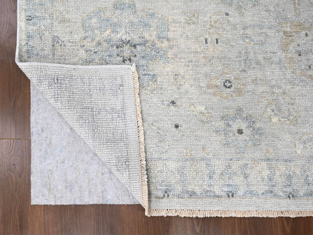 8'6" x 11'4" New Hand Knotted Grey Wool Rectangle Oriental Rug - MOA10210263
