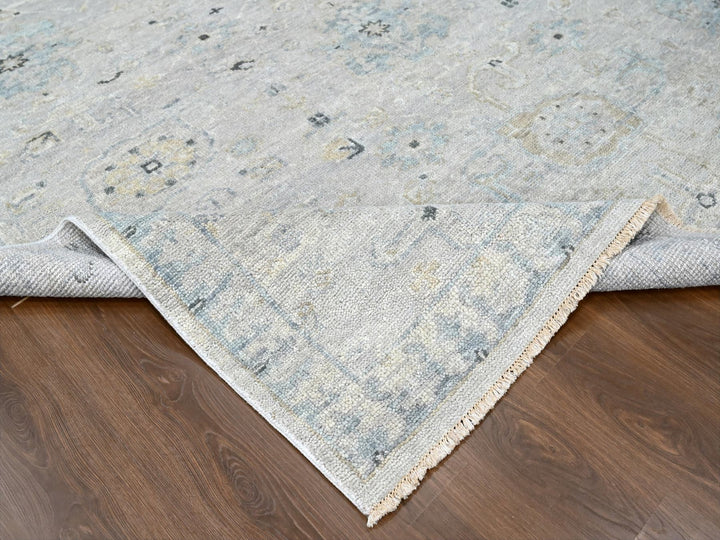 8'6" x 11'4" New Hand Knotted Grey Wool Rectangle Oriental Rug - MOA10210263