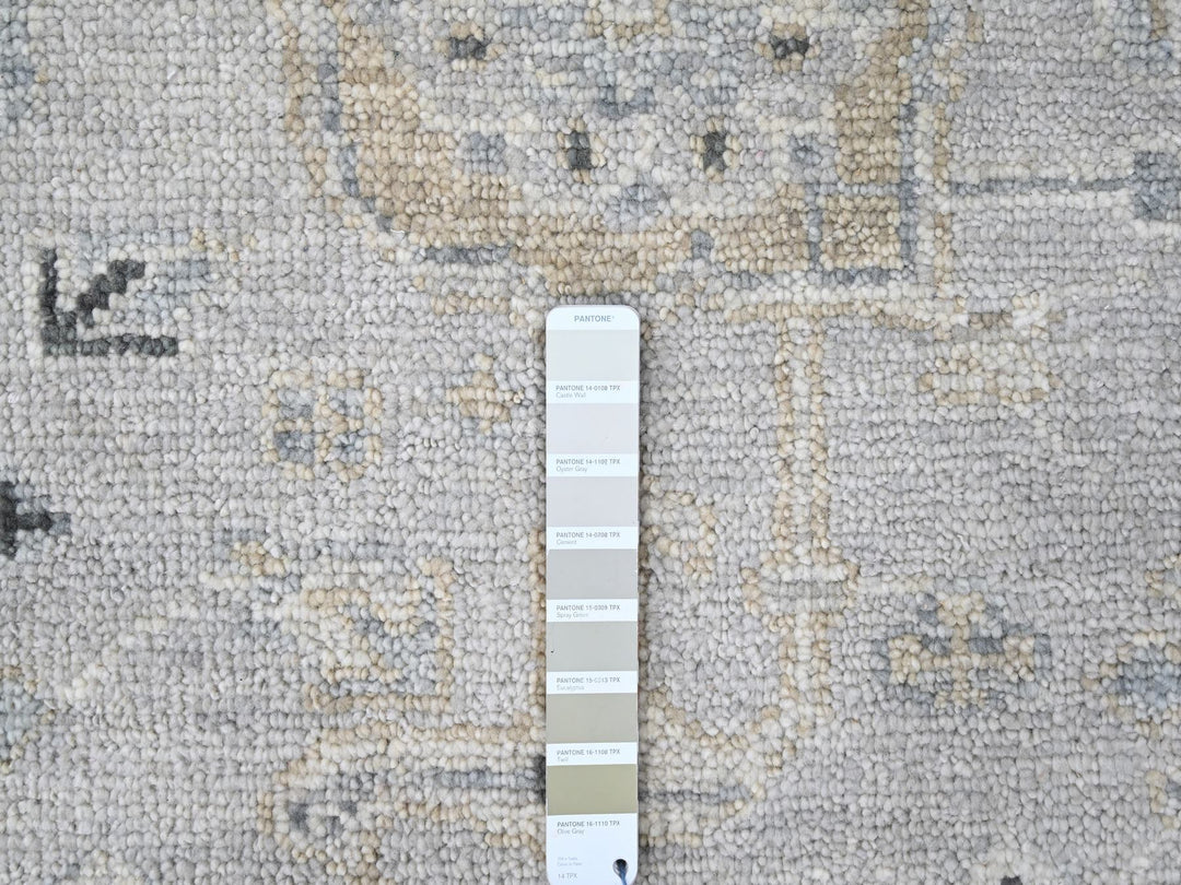8'6" x 11'4" New Hand Knotted Grey Wool Rectangle Oriental Rug - MOA10210263