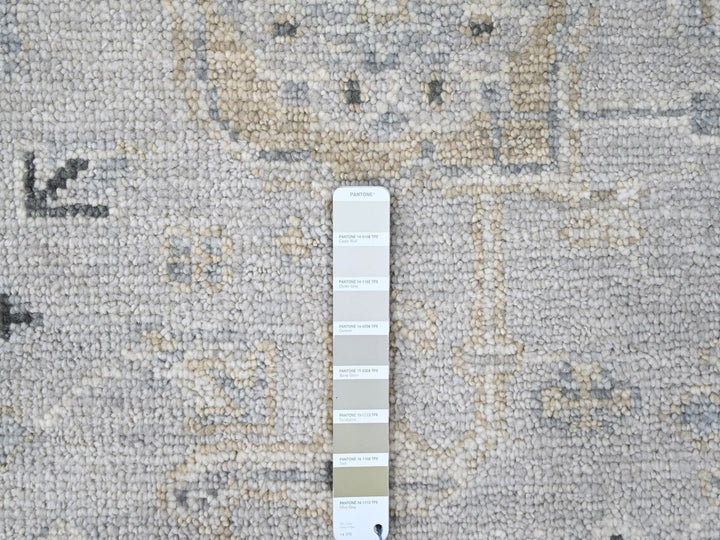 8'6" x 11'4" New Hand Knotted Grey Wool Rectangle Oriental Rug - MOA10210263