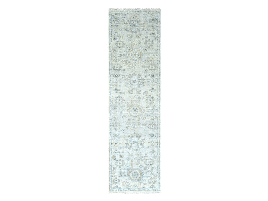 2'4" x 8'8" New Hand Knotted Grey Wool Runner Oriental Rug - MOA10210264
