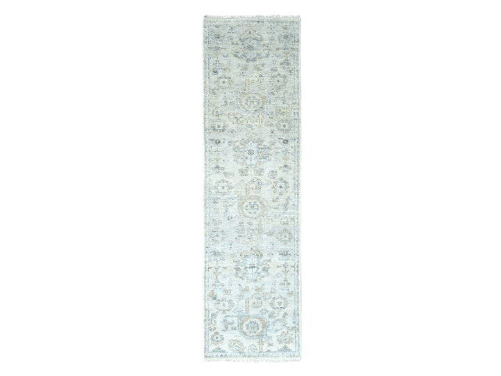 2'4" x 8'8" New Hand Knotted Grey Wool Runner Oriental Rug - MOA10210264