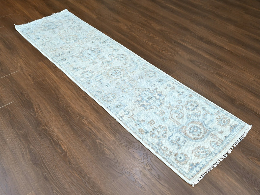 2'4" x 8'8" New Hand Knotted Grey Wool Runner Oriental Rug - MOA10210264