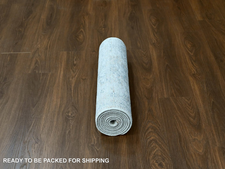 2'4" x 8'8" New Hand Knotted Grey Wool Runner Oriental Rug - MOA10210264