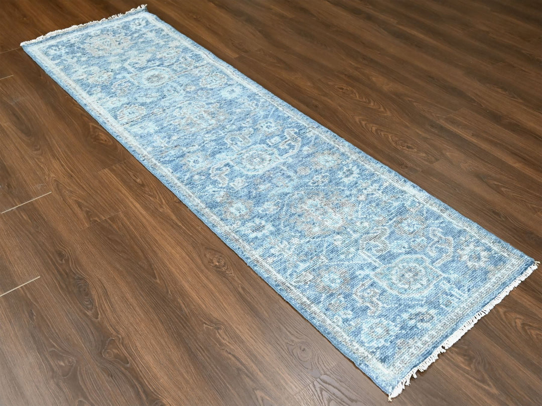 2'6" x 8'5" New Hand Knotted Blue Wool Runner Oriental Rug - MOA10210265