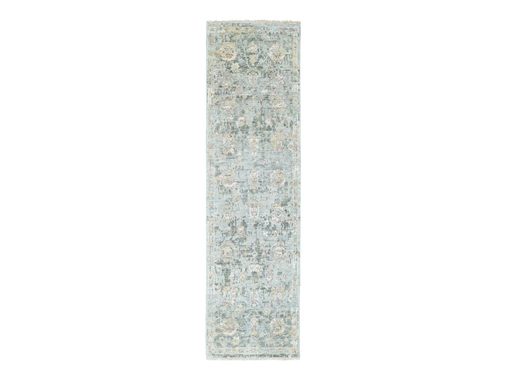 2'6" x 8'10" New Hand Knotted Grey Wool Runner Oriental Rug - MOA10210266