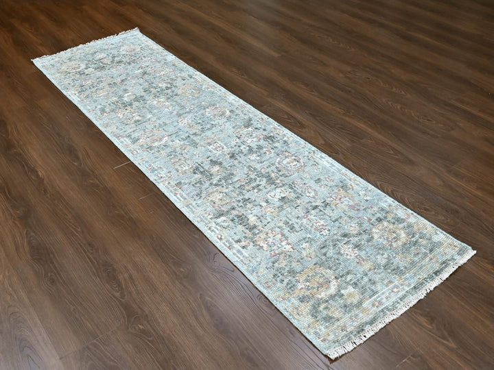 2'6" x 8'10" New Hand Knotted Grey Wool Runner Oriental Rug - MOA10210266