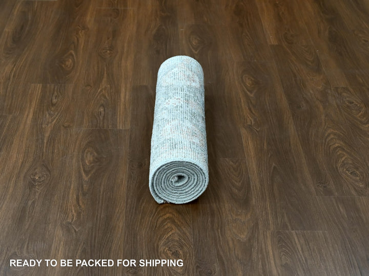 2'6" x 8'10" New Hand Knotted Grey Wool Runner Oriental Rug - MOA10210266