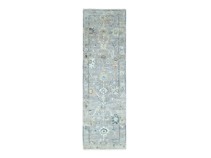 2'5" x 8'5" New Hand Knotted Grey Wool Runner Oriental Rug - MOA10210274