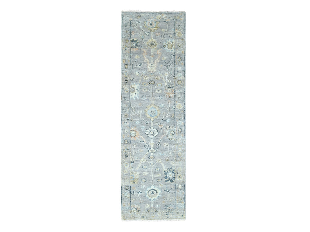 2'5" x 8'5" New Hand Knotted Grey Wool Runner Oriental Rug - MOA10210275