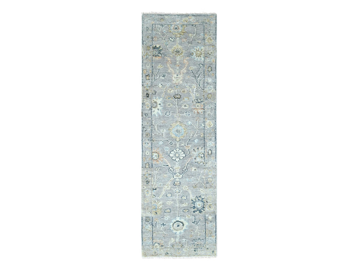2'5" x 8'5" New Hand Knotted Grey Wool Runner Oriental Rug - MOA10210275