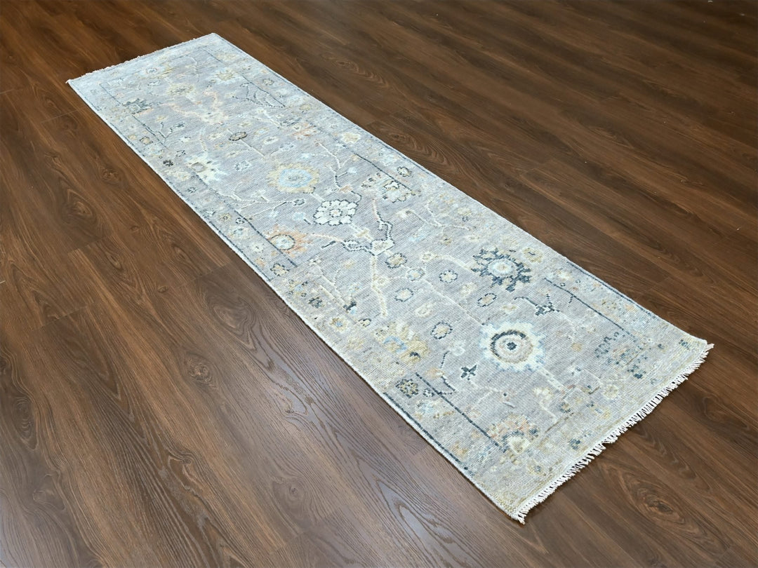 2'5" x 8'5" New Hand Knotted Grey Wool Runner Oriental Rug - MOA10210275