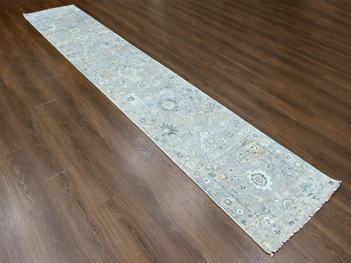 2'5" x 13'10" New Hand Knotted Grey Wool Runner Oriental Rug - MOA10210276