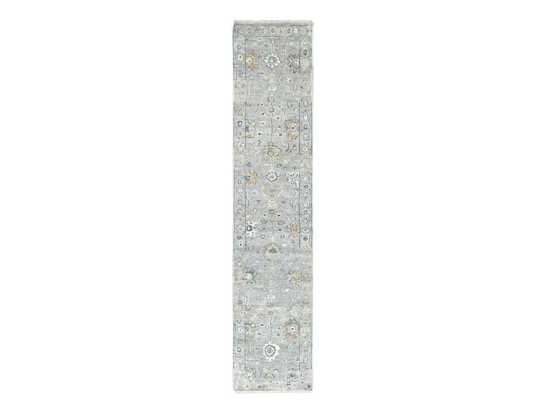 2'3" x 11'2" New Hand Knotted Grey Wool Runner Oriental Rug - MOA10210277