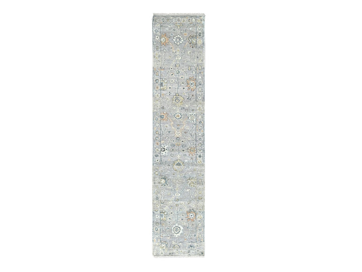 2'3" x 11'2" New Hand Knotted Grey Wool Runner Oriental Rug - MOA10210277